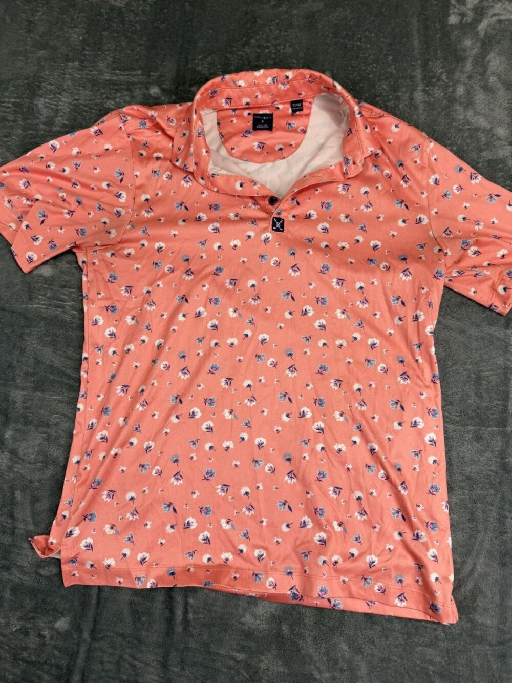 Construct Womens Coral Floral Polo Shirt M